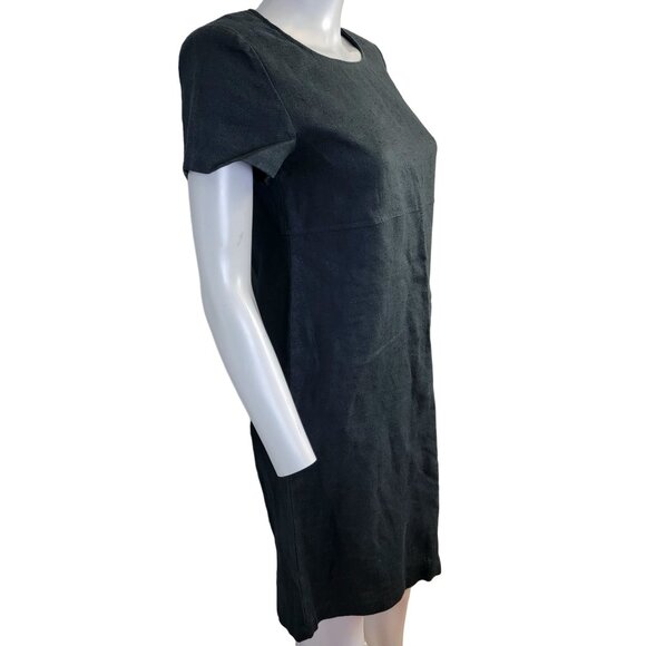 Talbots Vintage 90s Linen Shift Dress Women 4 Black Knee Length Formal Work Fall - Picture 9 of 14